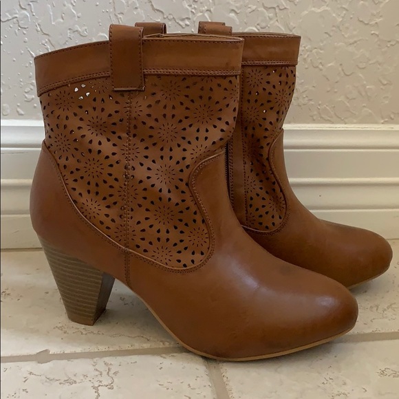 Charming Charlie Shoes - Brown Cutout Booties